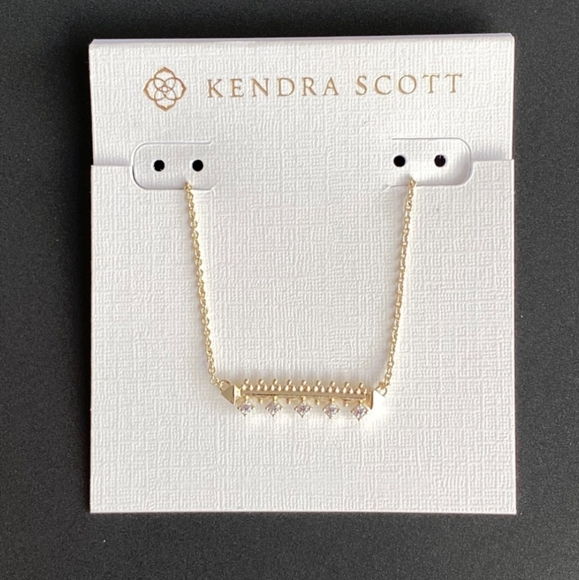 Kendra Scott Anissa Bar Pendant Necklace in Gold NWT - Picture 2 of 4